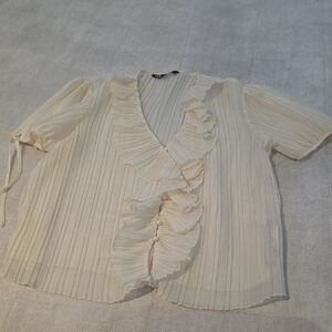 Zara Cream Ruffled Blouse